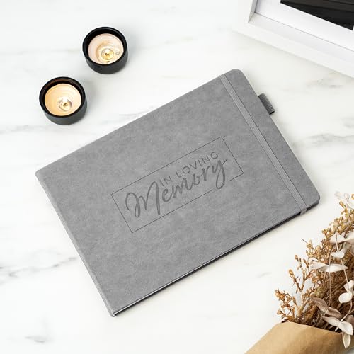 Image of Clever Fox Funeral Guest Book for Memorial Service w /Address, Gray