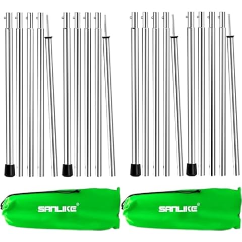 SAN LIKE Camping Tent Tarp Poles Set for Canopy Awning Shelter Backpacking Hiking - Telescopic Adjustable Length Tent Sunshade Support Stick Rods (Adjustable Length - Steel 2packs) Cover