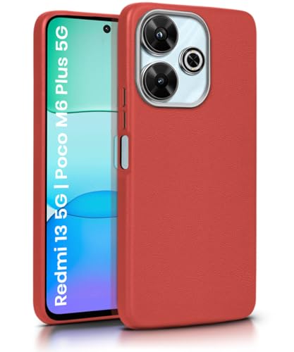 Image of WOW IMAGINE Back Cover for Mi Redmi 13 5G | Poco M6 Plus 5G | Ultra Slim Flexible Non-Slip Grip | Inner Fabric | Metal Camera Ring & Lightweight Soft Silicone Mobile Case - Crimson Red