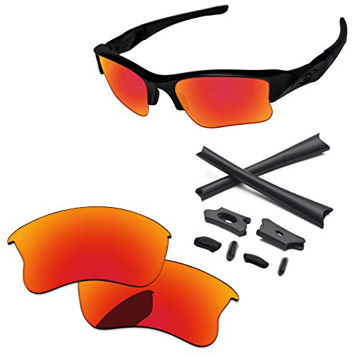 Papaviva Replacement Lenses & Rubber Kits For Oakley Flak Jacket Xlj Oo9009 Sunglasses Frame Pro+ Fire Red Polarized #TOP25