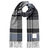 [matti totti] アッシュ×ブルー カシミヤ マフラー カシミア マフラー 大判 厚手 メンズ チェック柄 チェック ストール 100 男性 ロング リバーシブル カシミヤマフラー カシミアマフラー ギフト プレゼント B0021B-26