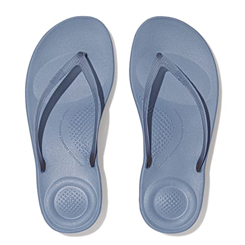 Image of FitFlop Womens iQushion Rubber Flip-Flops with Contoured Footbed for Walking, Lightweight Ergonomic Flip Flop Sandals with Arch Support and Foot Impact Pillows
