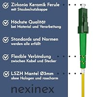 nexinex - 10m Glasfaserkabel LC/APC auf LC/APC Patchkabel | Kompatibel mit Telekom, Vodafone, 1&1, Fritzbox, etc. | LWL Simplex Singlemode OS2 FTTH Glasfaser Lichtwellenleiter Kabel – Ansicht 3