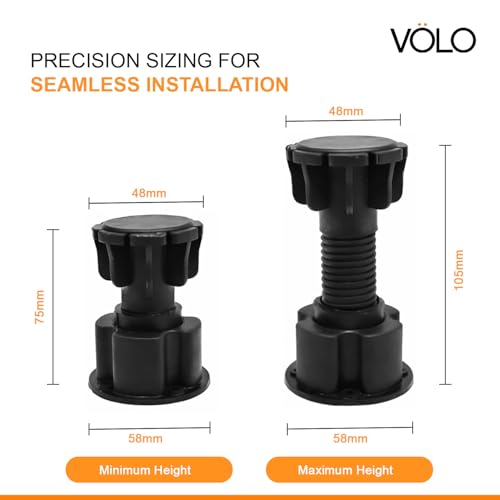Image of VOLO Adjustable PVC Sofa Leg, Furniture Legs, Cabinet Leveler Legs, Adjusts from 3 inch-4.2 inch, Replacement Leg for Sofa, Couch, Chair & Cabinets, Black (12)
