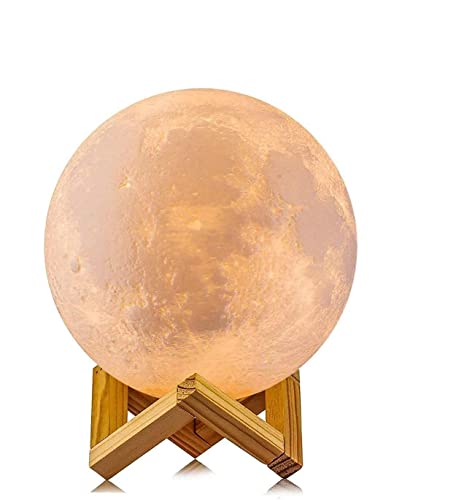 ZENUSS Moon Light Lamp 7 Color Changing Night Lamp Moon Night Lamp Touch Sensor Wooden Stand Moon Night Lamp for Home Decor