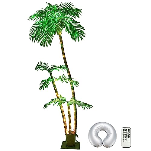 Spurgehom 6Ft Lighted Palm Trees Outdoor Christmas Trees For Decorations Decor Led Artificial Fake Palm Trees Lights For Outside Patio Tropical Party Backyard Poolside Garden #TOP27
