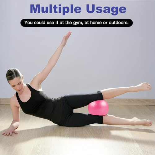 Image of Guirnd Pilates Ball 2P, 9 Inch Workout Ball for Women Men Kid Toddler, Small Exercise Ball with Pump for Physical Therapy, Stability, Stretching, Barre, Yoga, Core(Pink & Purple)
