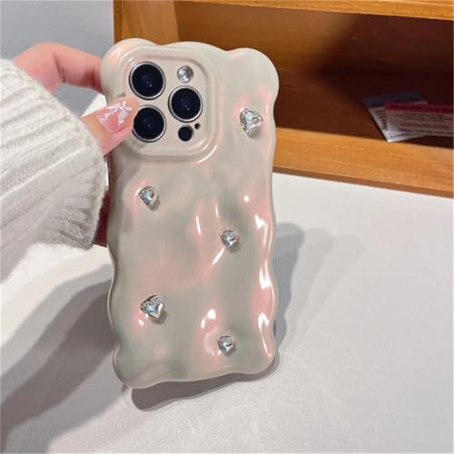 Coque strass nacrée iPhone 12 chic et antichoc Blanc cassé