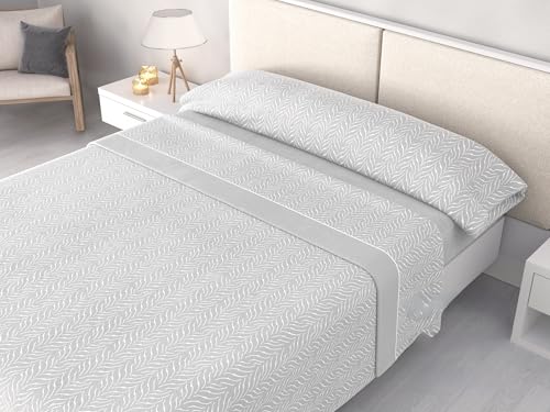 Juego de Sábanas Invierno Polar Pirineo 120 g/m² Perchado Doble Cara – Finas pero Cálidas – 3 Piezas con Bajera Ajustable Perimetral – Camas 90, 105, 135, 150 y 180cm (Luma Gris, Cama 150cm)