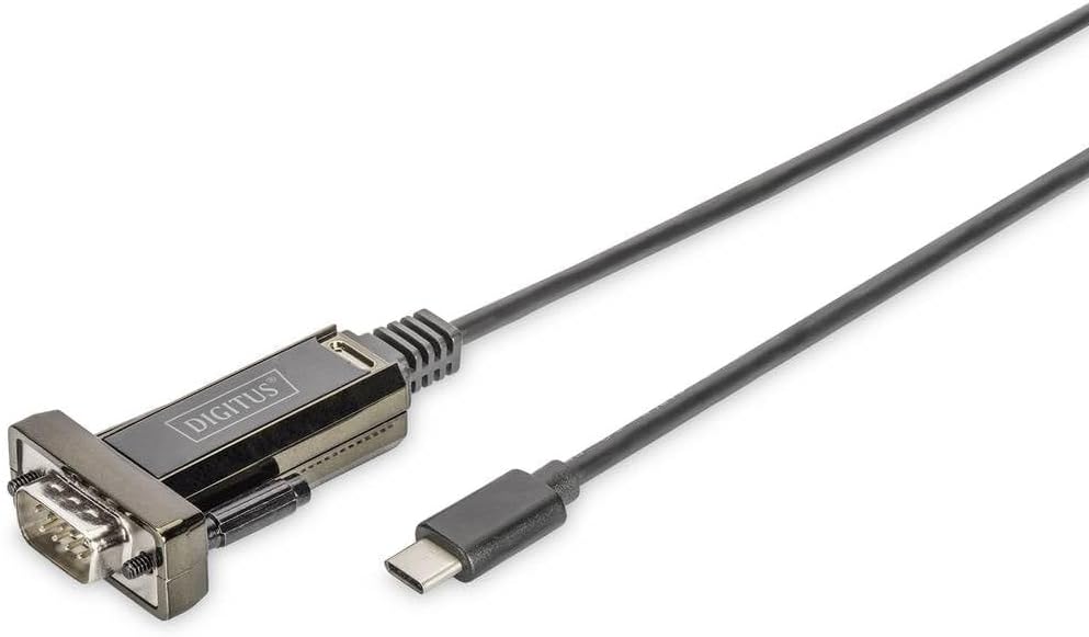 Digitus USB to Serial Adapter - RS232 Converter - USB 2.0 Type-C to DSUB 9M - FTDI FT232RL Chipset - 1 m Connection Cable
