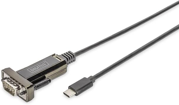 Digitus USB to Serial Adapter - RS232 Converter - USB 2.0 Type-C to DSUB 9M - FTDI FT232RL Chipset - 1 m Connection Cable