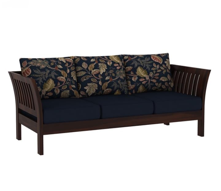 Image of Sheesham Solid Wood Curved Sofa | Handcrafted Wooden Sofa for Living Room | Natural Finish | Elegant & Durable Home Furniture (Walnut, 3)