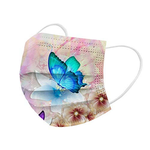 Rvikurc 50Pcs Butterfly Disposable Masks With Spring Floral Designs For Adults,3 Ply Breathable Holiday Facemasks For Women #TOP6