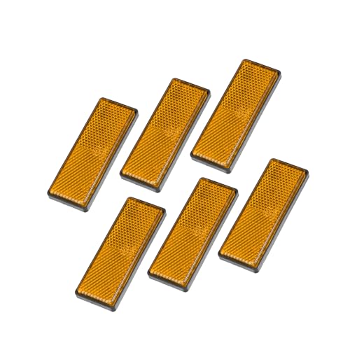 Image of 6 Pcs Rectangular Stick-on Safety Spoke Reflective Self Adhesive Reflector for Gate Posts Cars Trailer Motorcycle Trucks Boat Bicycle Bike Orange Replace Parts