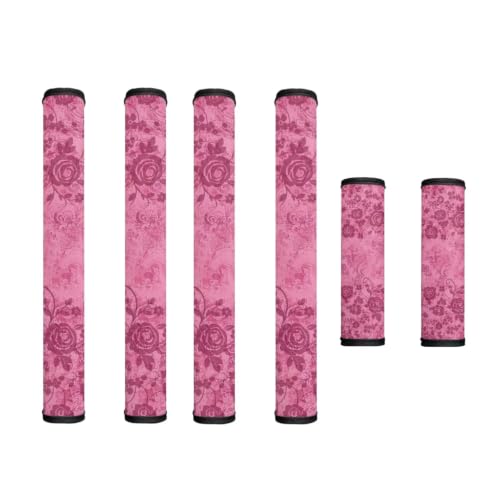 Image of 6 Pcs Refrigerator Microwave Door Handle Covers Electrical Appliances Handle Protector Keep Clean and Protected from Oil Stains, Fingerprints, Liquids, Vintage Floral Pink