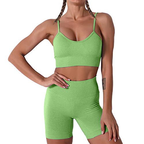 Women seamless yoga set 2 piece workout sport bra with …