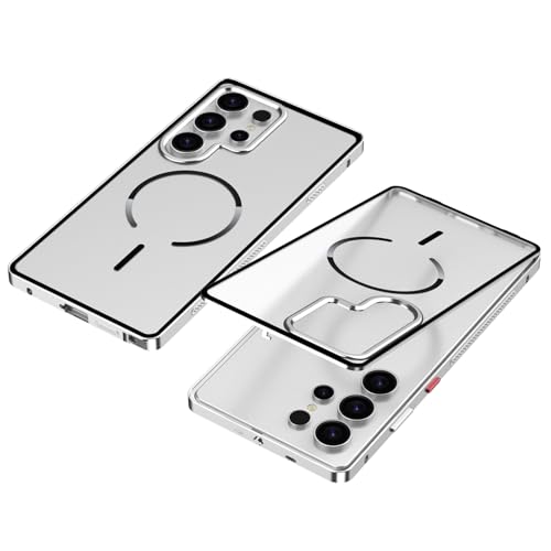Image of for Samsung Galaxy S25 Ultra Magnetic Case Aluminium Alloy PC Matte Phone Cover Pop-Up Snap Lock - Silver