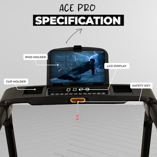 Image of Durafit91 Ace Pro 4.5 HP Peak BLDC Motorized Treadmill | 20 Level Auto Incline| 16 Km /Hr Max Speed | 120 Kg Max User Weight | Home use Black