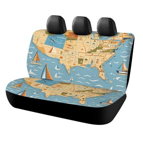 Housse de siège arrière de voiture avec carte nautique imperméable