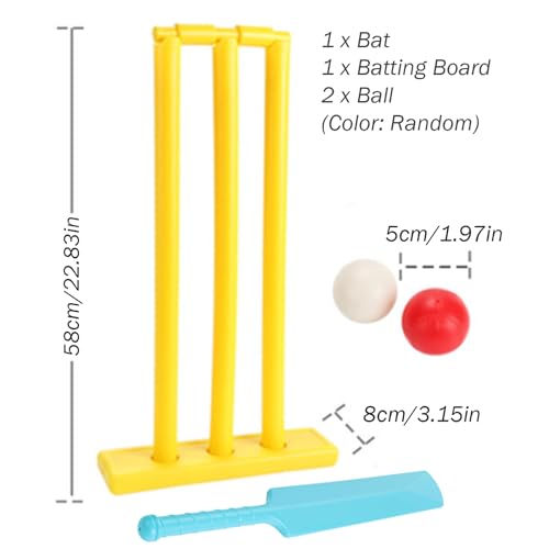 NewGtuizi Plastic Cricket Bat|Cricket Set Kids PP BPA-Free Cricket Bat Set Parent Child Cricket Game with Stumps and 2 Balls Cricket Kit for Garden, Beach, Home Play Random Color
