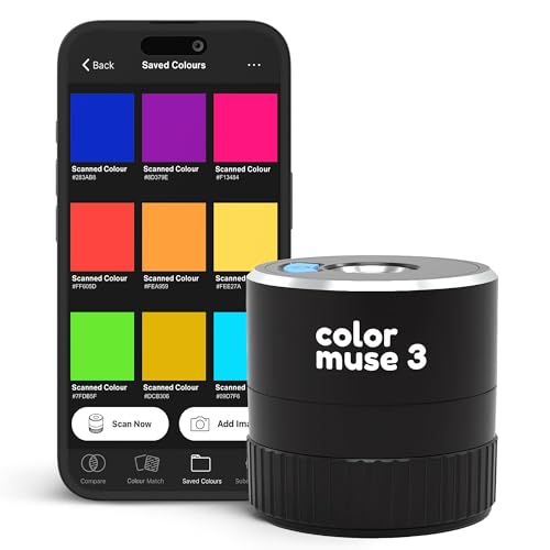 Image of COLOR MUSE 3 Portable Color Matching and Paint Scanner Device - Wireless Digital Colorimeter Sensor for Accurate Color and Sheen Detection - Pocket-Sized, Easy Carry, Indoor /Outdoor Projects - Black