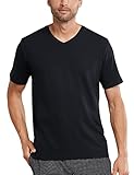 Schiesser Herren Mix & Relax T-Shirt V-Ausschnitt Schlafanzugoberteil, Schwarz (Schwarz 000), 58