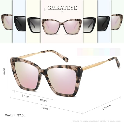 Cat Eye Sunglasses for Women, Oversized Retro UV400 Trendy Pink Mirrored/Gradient/Black Sunnies4