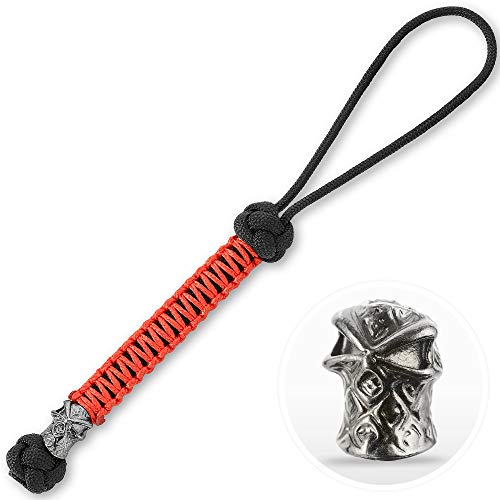 M-Tac Tactical Paracord Lanyard for Knives - Heavy Duty Lanyard - Knife Lanyards with Beads - Ninja (Silver Ninja, Black)