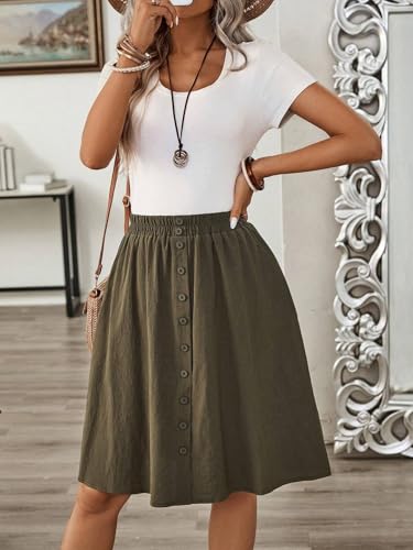 Solid Color Daily Button Pocket Short Skirt 2025 Fashion Skirts for Women4