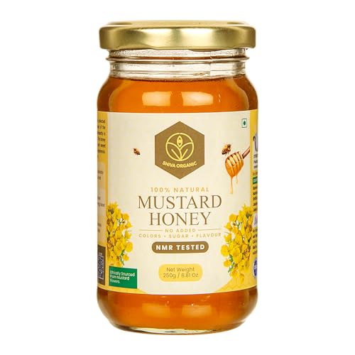 Image of Shiva Organic Raw Mustard Honey 250g | 100% Pure NMR Tested | Raw and Unprocessed