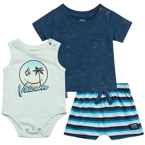 Volcom �x�r�[�{�[�C�Y���Z�b�g - �V�����p�����W�[�AT�V���c�A�V���[�c�̂��킢���ߑ�3�_�Z�b�g(�T�C�Y:0-24����), �e�B�[���u���[, 12 Months