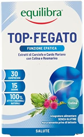 equilibra Integratori Alimentari, Top Fegato, Integratore Depurativo Fegato, per la Normale Funzione Epatica, Con Aloe Vera, Cardo Mariano, Colina, Carciofo, Rosmarino, Senza Glutine, 30 Compresse Generico - integratore