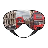 London - Antifaz para dormir con estampado de Londres, suave, ajustable, ligera, opaca, para viajes, siesta y descanso nocturno