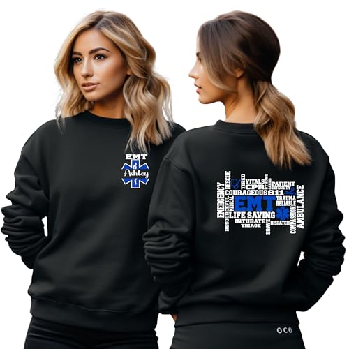 Emergency Medical Tech Sweatshirt, Personalized Emergency Crewneck with Name, Unisex Shirt for Paramedics, First Responder Appreciation Gift Multi