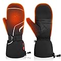 SAVIOR HEAT Heated ski Gloves Touch Screen 7.4V 2200mAh Battery Heated Gloves for Men Outdoor Snowboarding Heated Gloves Winter Skiing (Black, XS)