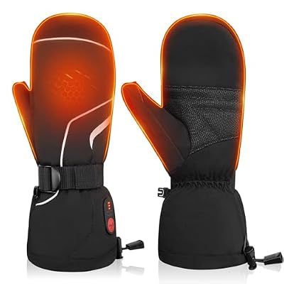 SAVIOR HEAT Heated ski Gloves Touch Screen 7.4V 2200mAh Battery Heated Gloves for Men Outdoor Snowboarding Heated Gloves Winter Skiing (Black, S)