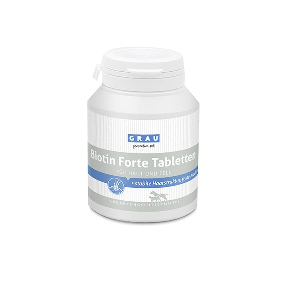 GRAU - das Original - Biotin-Forte-Tabletten, geschmeidiges Fell und Starke Krallen für Hunde und Katzen, 1er Pack (1 x 100 Stück), Ergänzungsfuttermittel für Hunde