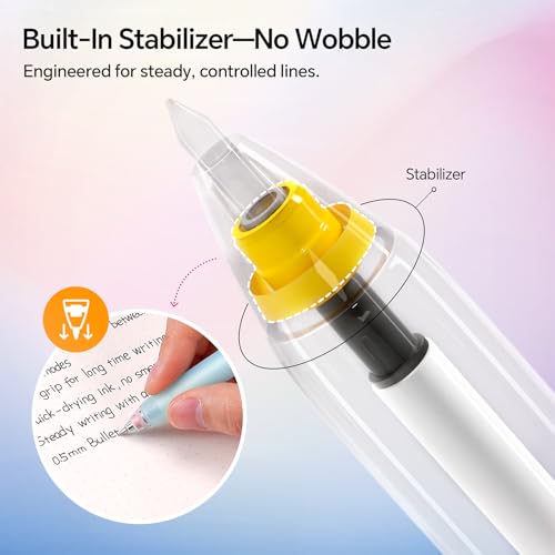 Image of WRITECH Switch Gel Ink Pens: 0.5mm Black Ink Pen Retractable Silent and Clicky Soft Grip Fine Point Pen for Journaling Smooth Writing Quick-dry No Bleed 5ct