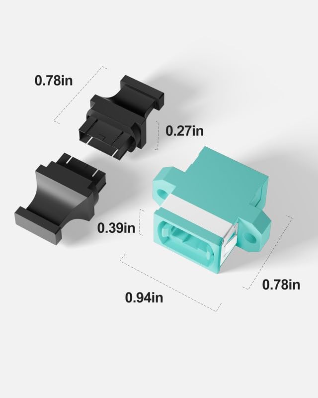 MPO to MPO Coupler, 20-Pack Key-Up to Key-Down OM3 Multimode Adapter 40G/100G, Supports 12/24-Core Connections – Aqua Green