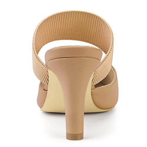 Allegra K Allegra K Women's Pointed Toe Elastic Strap Stiletto Heels Nude Mules 9.5 M US