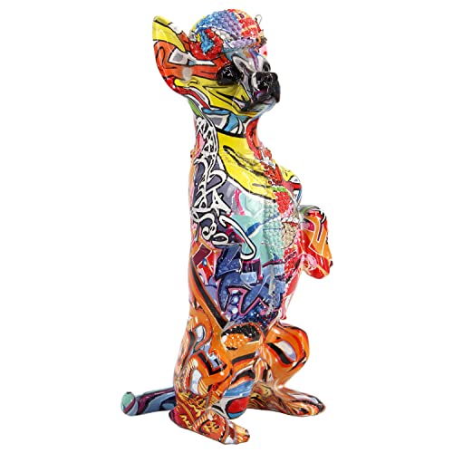 Idée cadeau originale : chien assis en résine graffiti multicolore 30cm - 5