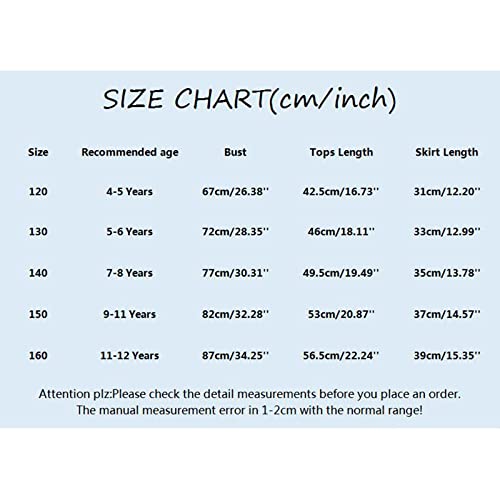 Conjunto de 2 peças com saia para bebês meninas com babados e laço e minissaia, rosa, 5-6 Anos