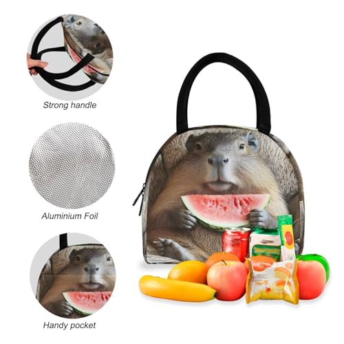 Backpack Lunch Bag Set Watermelon Capybara Print, Big Storage Travel Backpacks with Insulated Lunch Box for Office Hiking Picnic4
