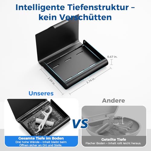 Oralphi Alu-Zahnspangendose Zahnschiene Box Kompatibel mit Invisalign, Tragbares Teilweise Prothesendose aus, Leichter, langlebiger und leicht zu reinigender zahnschiene box, Zahnspangenbox-Schwarz
