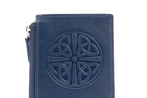 Briomhar Celtic Minimalist Small Leather Wallet with RFID - Skinny Slim Flat Credit Card Holder for Women (Navy)2