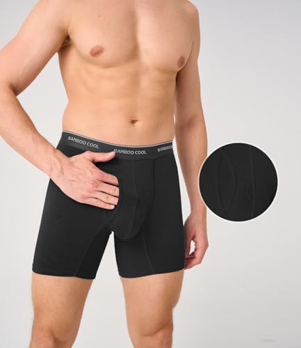 Image of BAMBOO COOL Men's Underwear Breathable Boxer Briefs with Fly Moisture-Wicking Lightweight Underwear 7-Pack