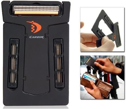 Carzor Portable Ultra-slim Card Size Manual Shaver Blades With Mirror