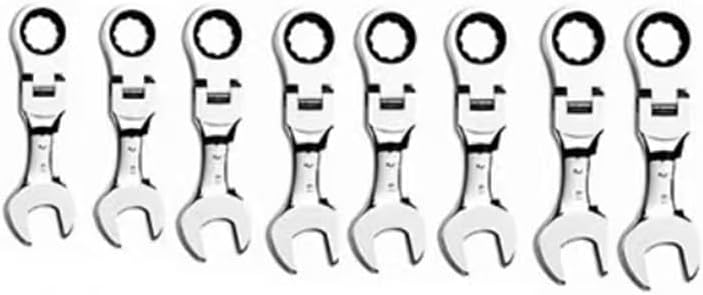 Stubby Reversible Ratcheting Wrench Set 10-Piece 5/16" to 3/4" 72-Teeth Box End and Open End Combination Wrench Kit