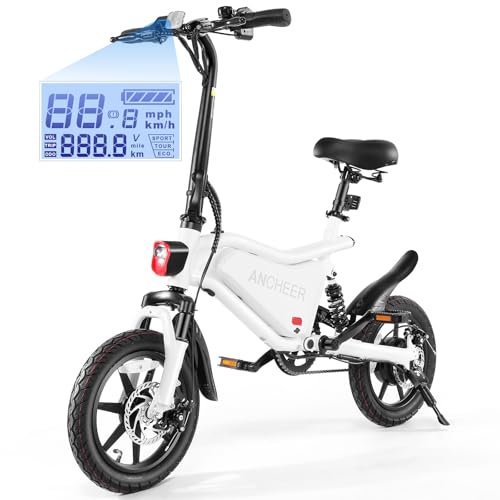 ANCHEER Folding Electric Bike for Adults, 374Wh Ebike, 20MPH Electric Bikes, 14