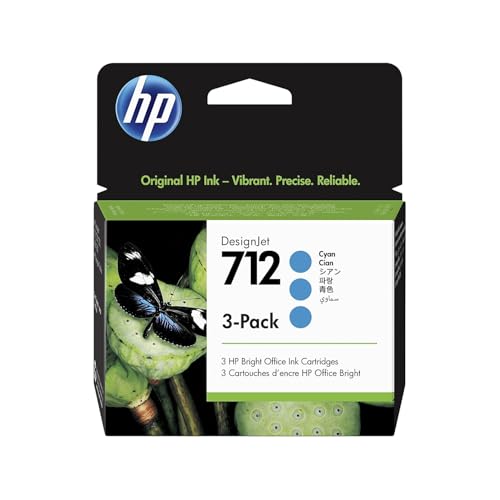 HP 712 Pack de 3 3ED77A Cyan - vue 5